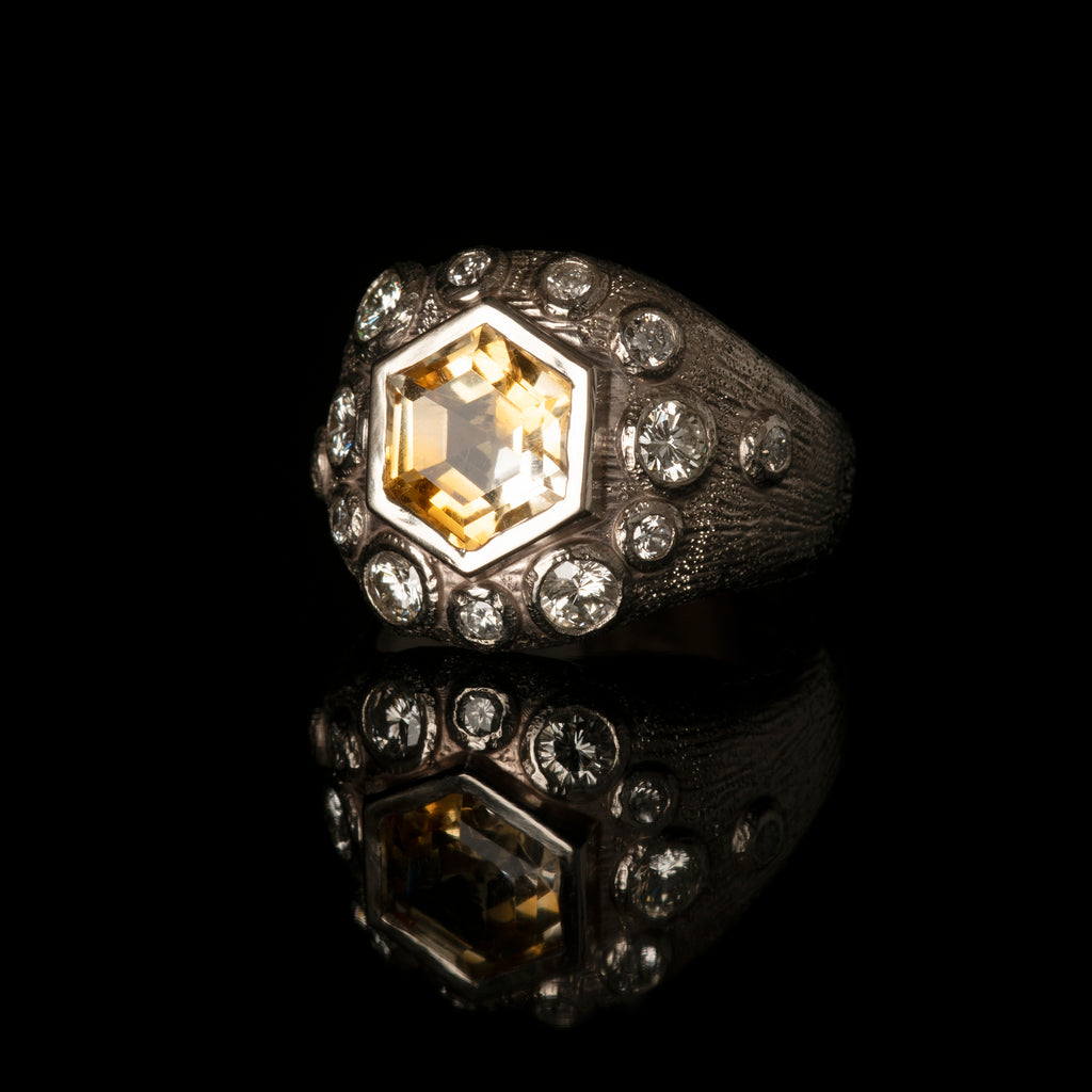 Bespoke Citrine Diamond Dinner Ring